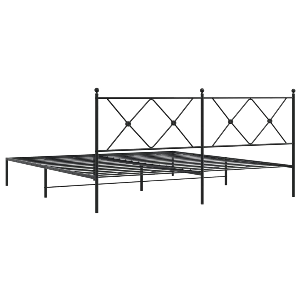 Metal Bed Frame without Mattress with Headboard Black 180x200cm