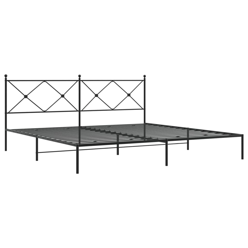 Metal Bed Frame without Mattress with Headboard Black 200x200cm