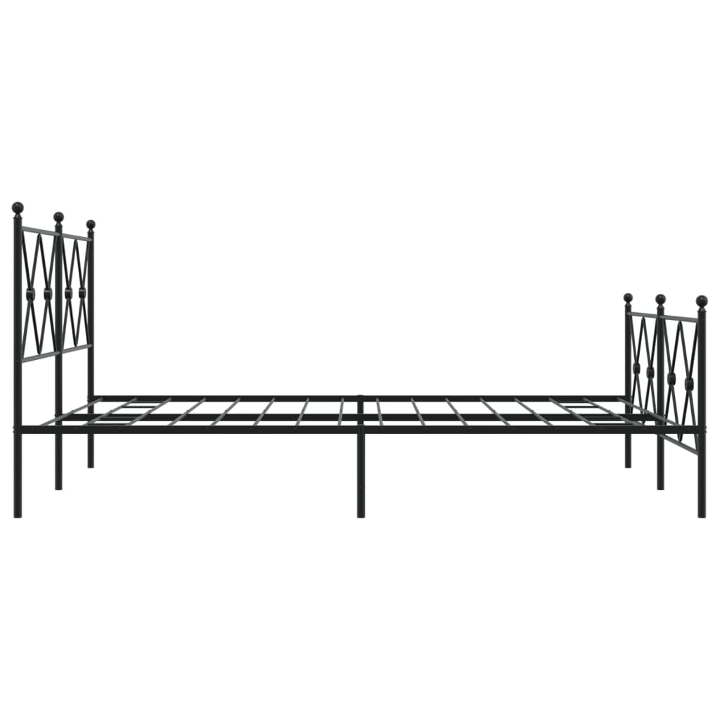 Metal Bed Frame without Mattress with Footboard Black 137x190cm