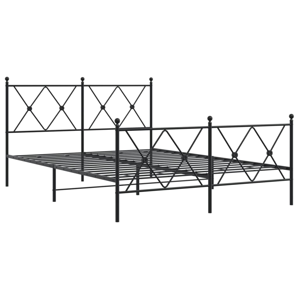 Metal Bed Frame without Mattress with Footboard Black 140x200cm