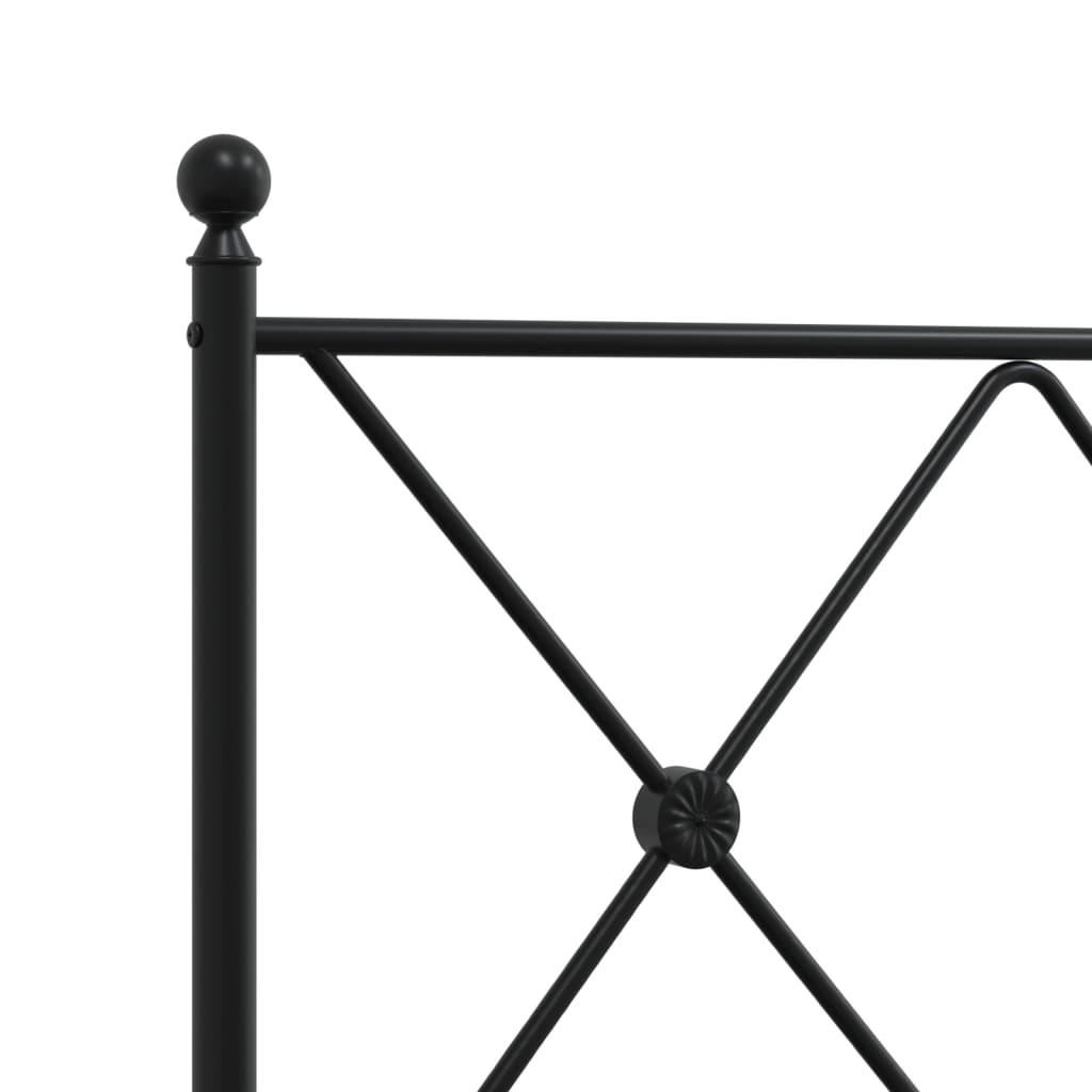 Metal Bed Frame without Mattress with Footboard Black 150x200cm