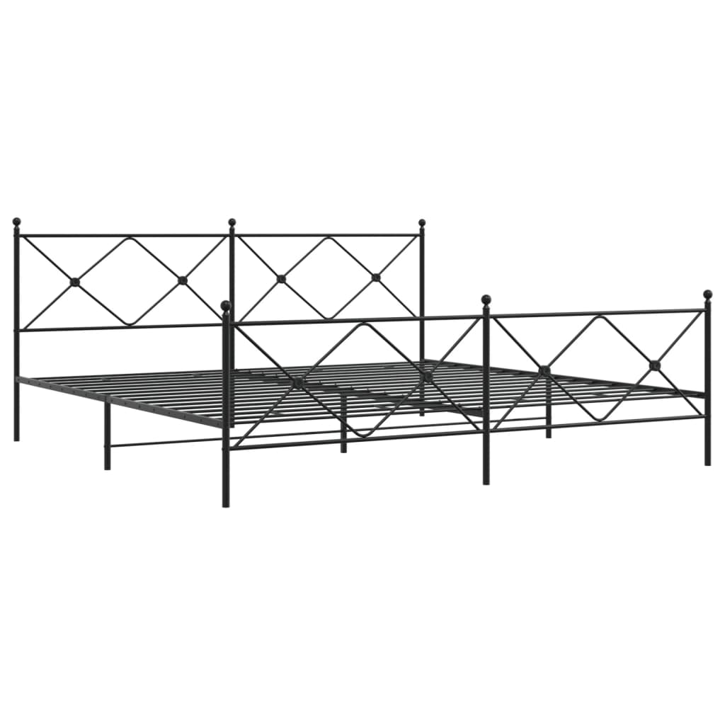 Metal Bed Frame without Mattress with Footboard Black 193x203cm