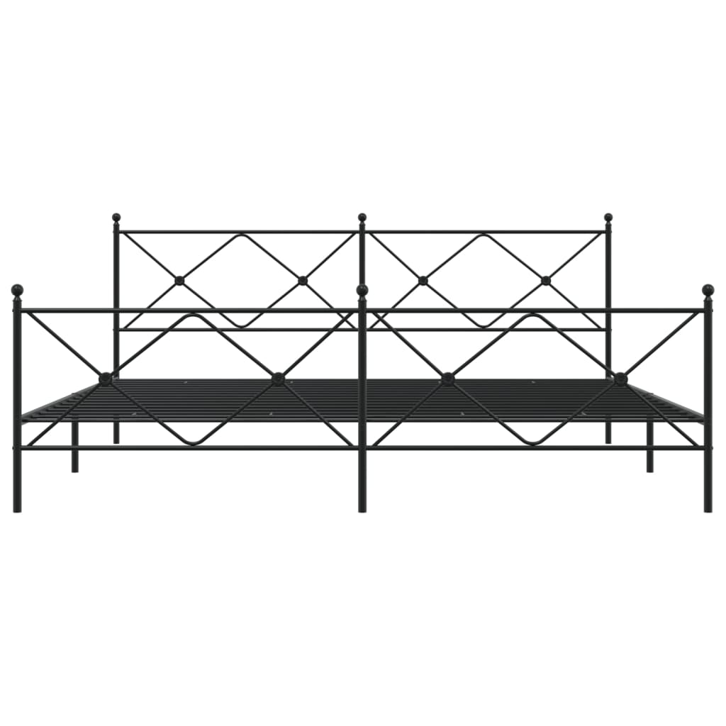 Metal Bed Frame without Mattress with Footboard Black 193x203cm