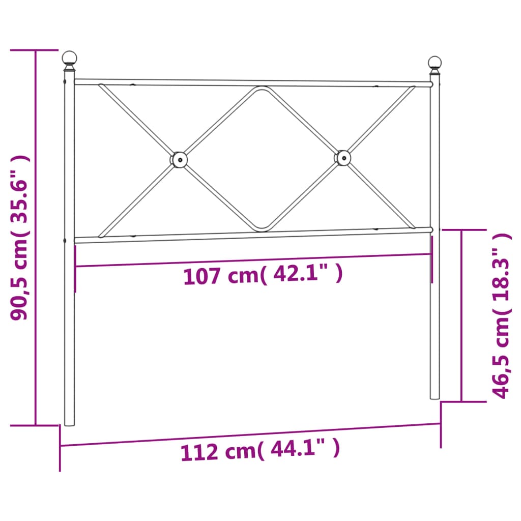 Metal Headboard Black 107cm