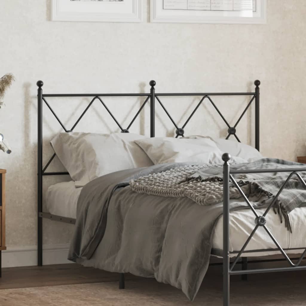 Metal Headboard Black 120cm