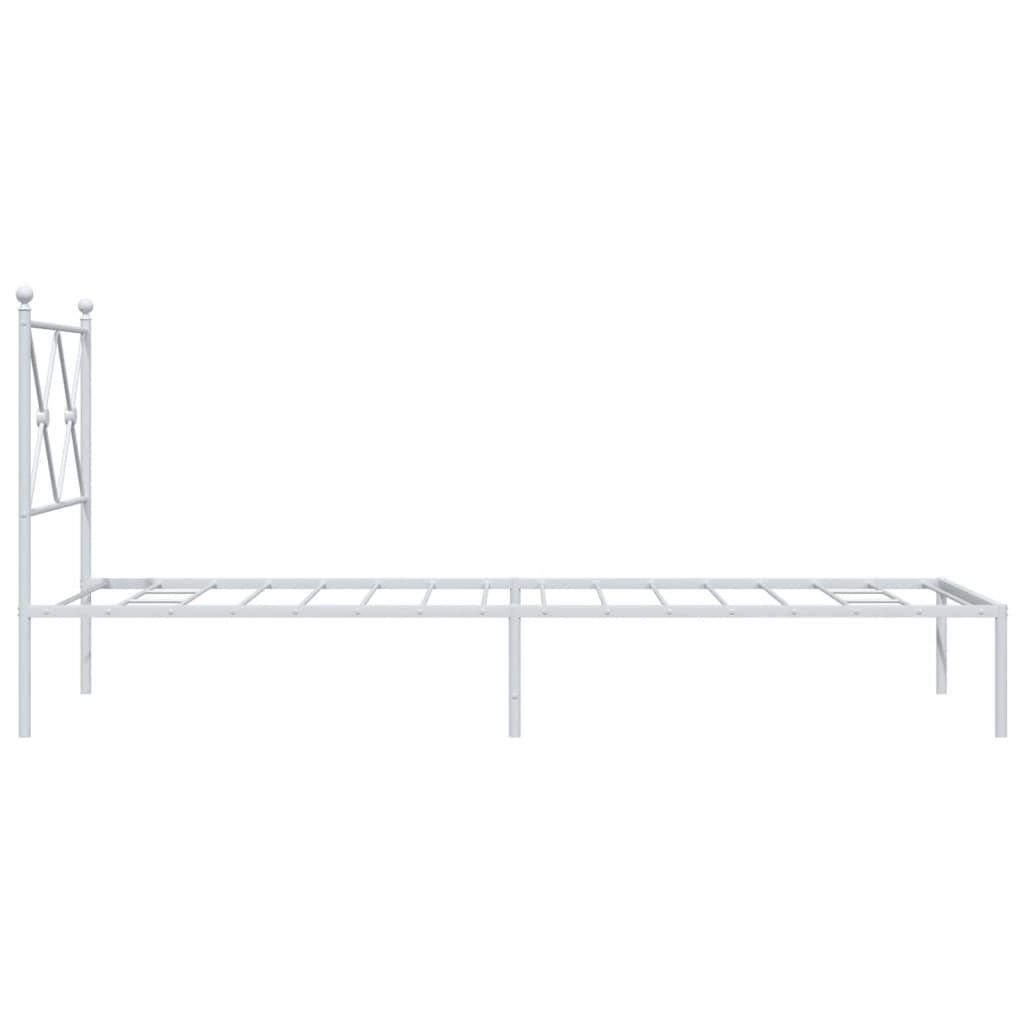 Metal Bed Frame without Mattress with Headboard White 80x200cm