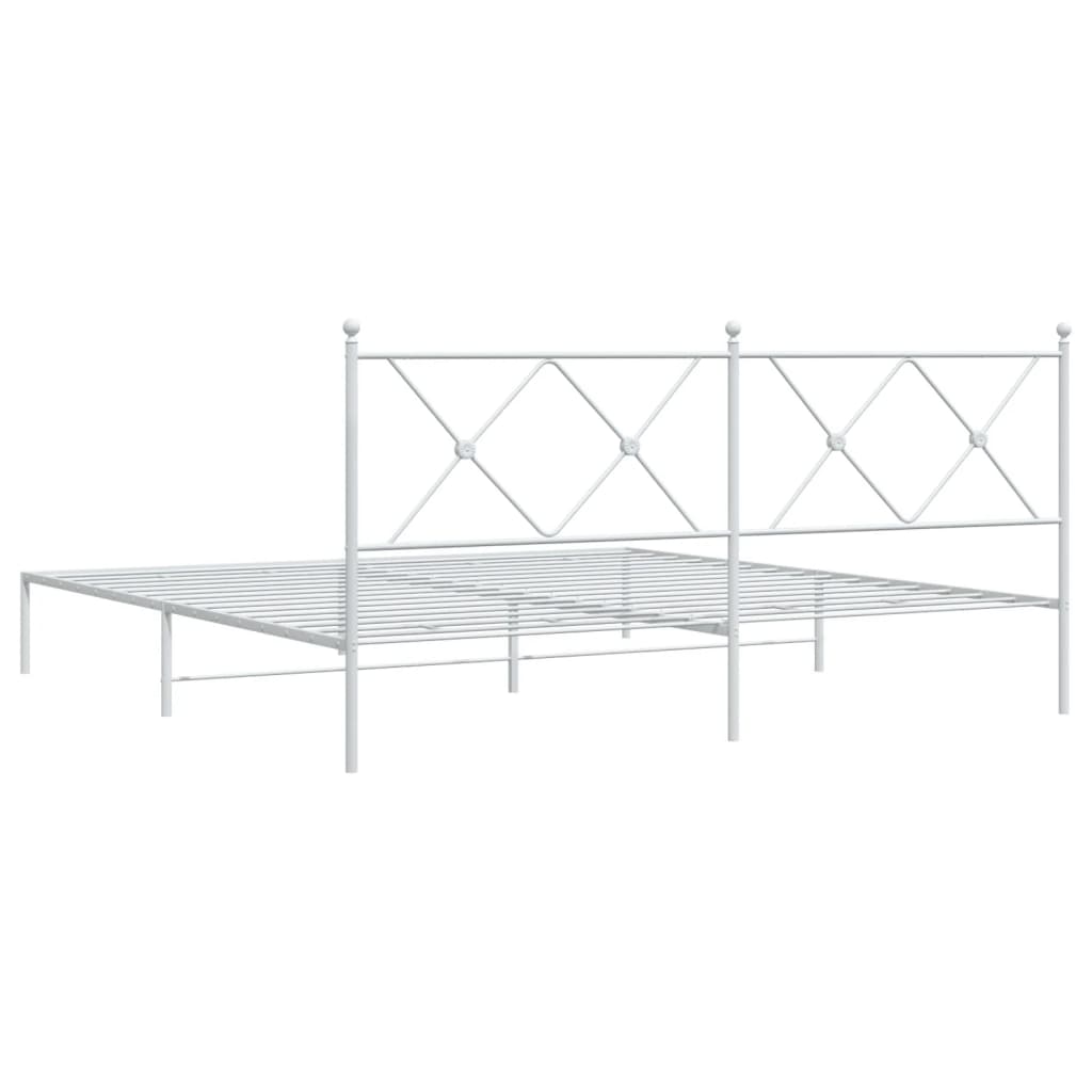Metal Bed Frame without Mattress with Headboard White 180x200cm