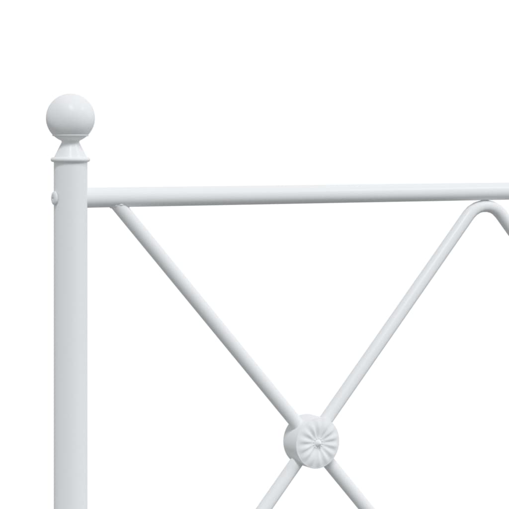 Metal Bed Frame without Mattress with Headboard White 193x203cm