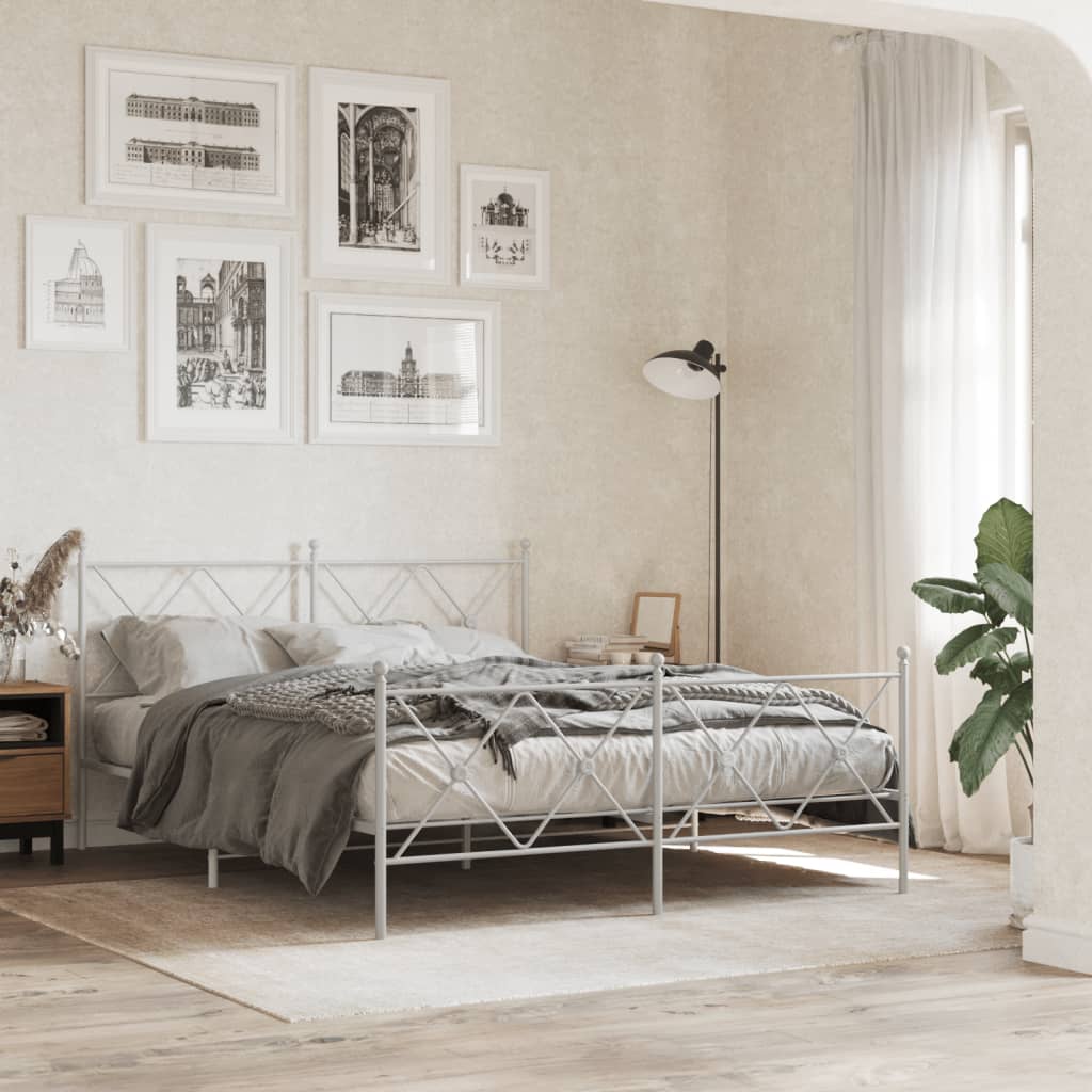 Metal Headboard White 160cm