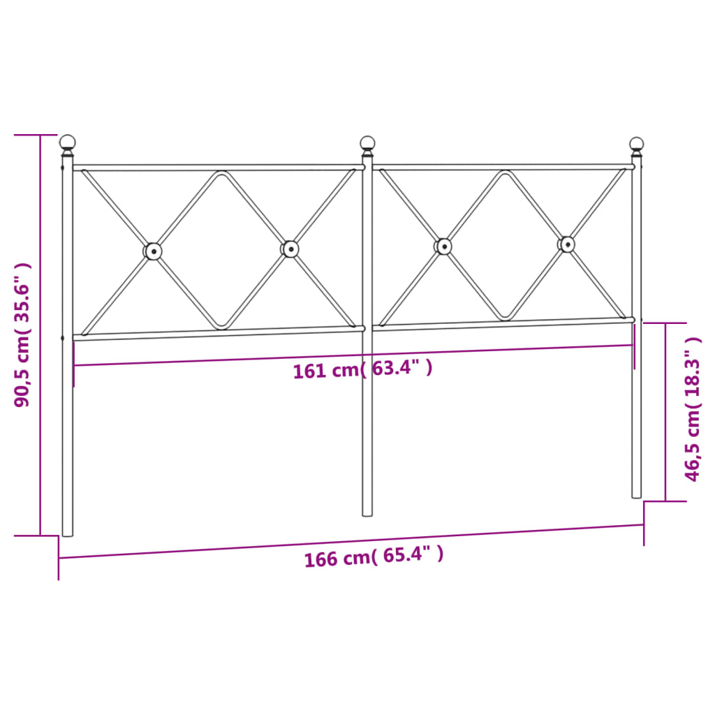 Metal Headboard White 160cm