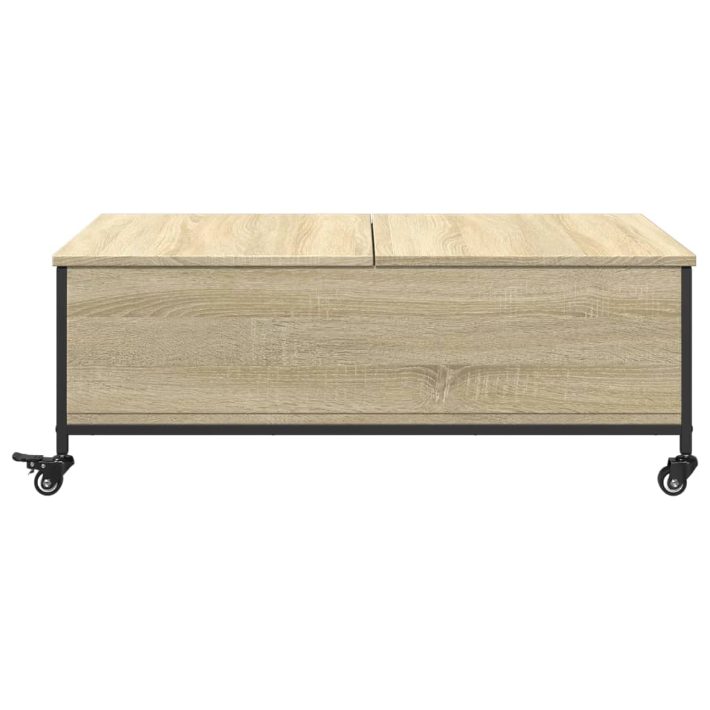 Coffee Table with Wheels Sonoma Oak 91x55x34 cm Engineered Wood