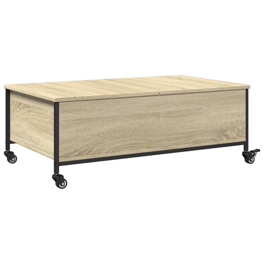 Coffee Table with Wheels Sonoma Oak 91x55x34 cm Engineered Wood