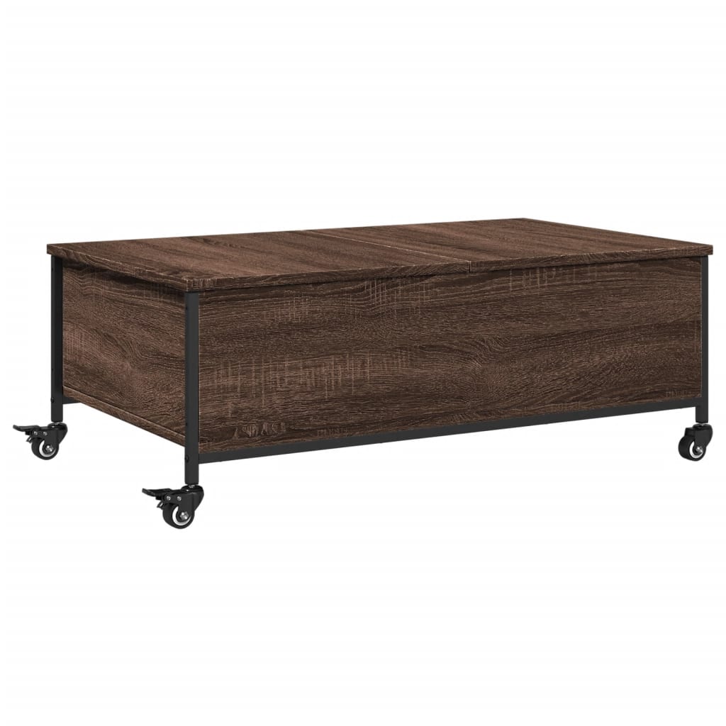Coffee Table with Wheels Brown Oak 91x55x34 cm Engineered Wood