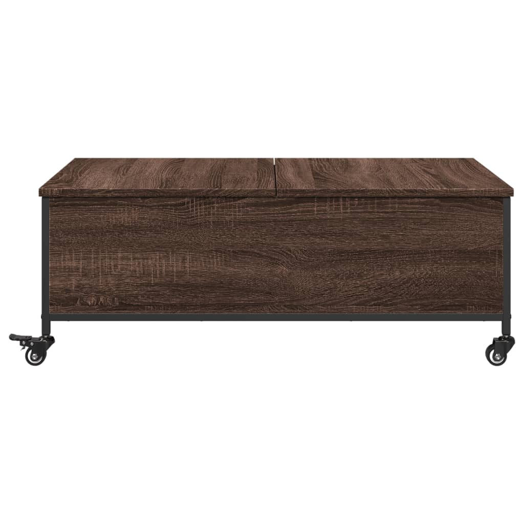 Coffee Table with Wheels Brown Oak 91x55x34 cm Engineered Wood