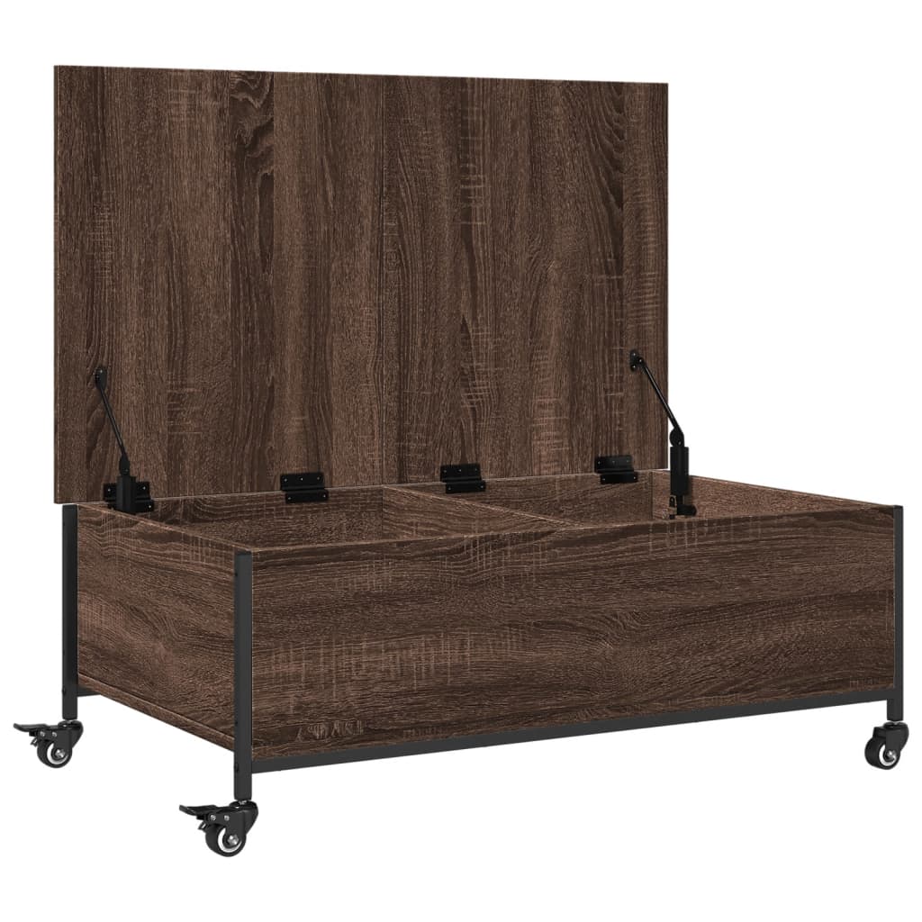 Coffee Table with Wheels Brown Oak 91x55x34 cm Engineered Wood