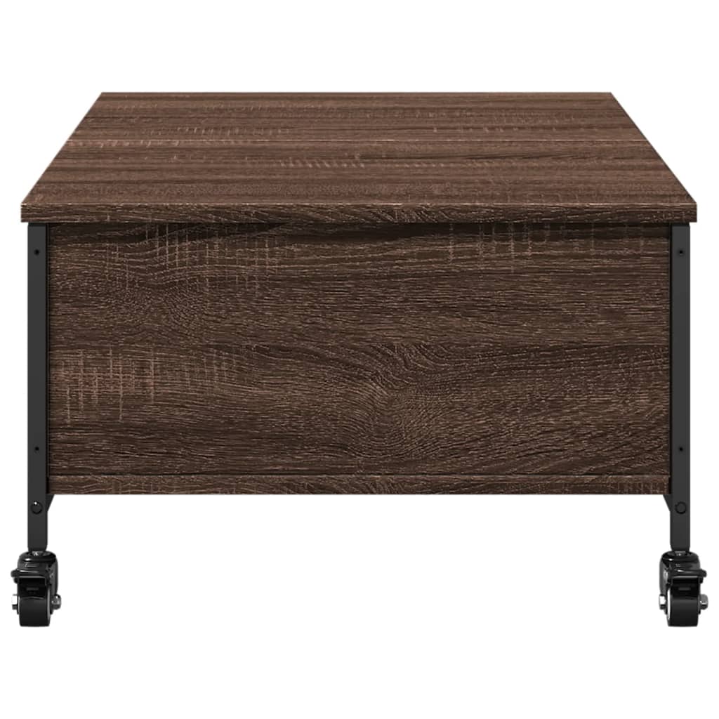 Coffee Table with Wheels Brown Oak 91x55x34 cm Engineered Wood