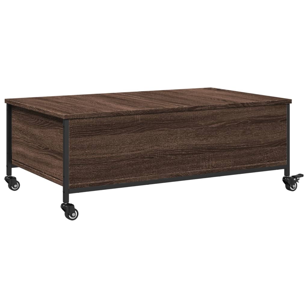 Coffee Table with Wheels Brown Oak 91x55x34 cm Engineered Wood