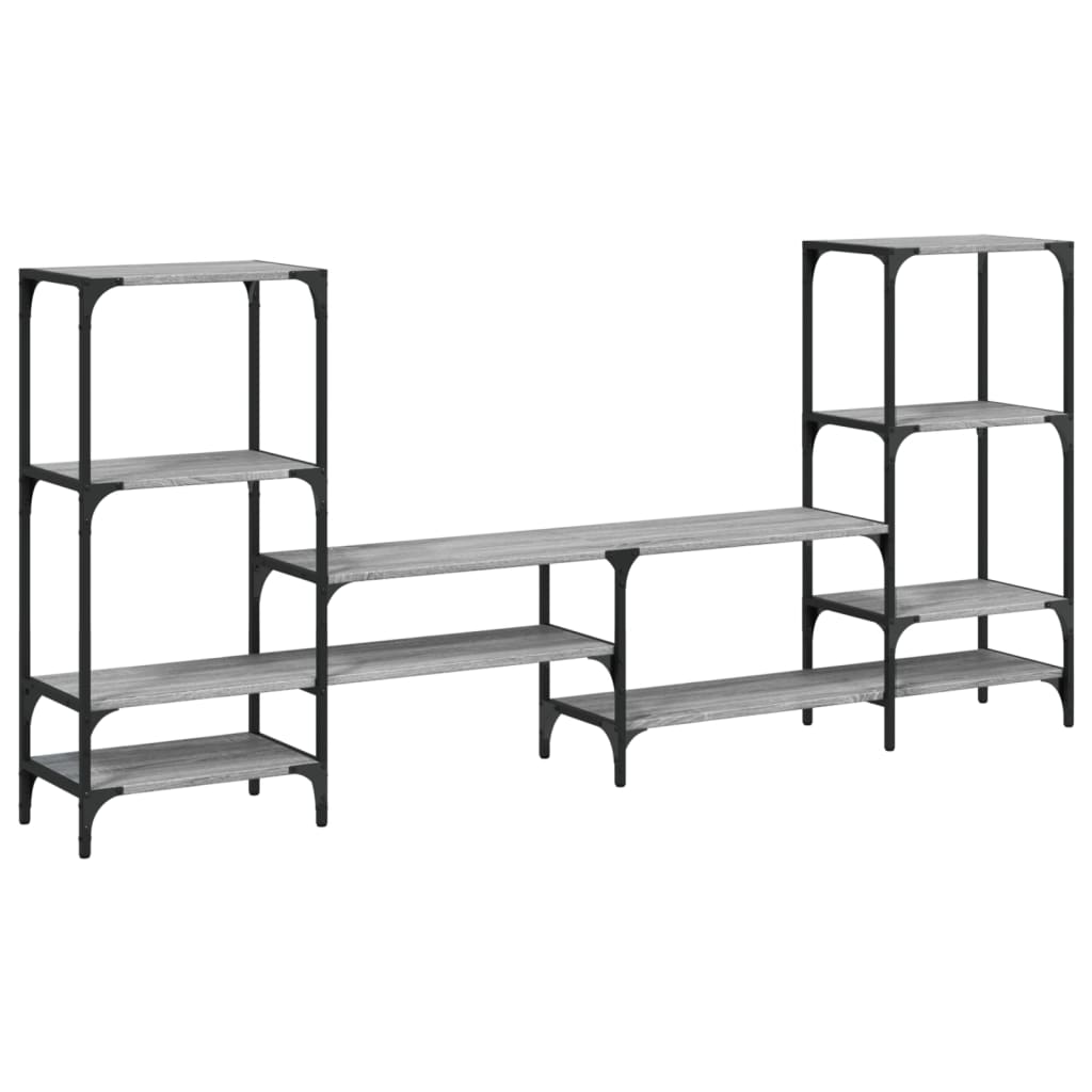Industrial Wooden Wide TV Tele Stand Unit Cabinet With Open Storage Shelves Wood