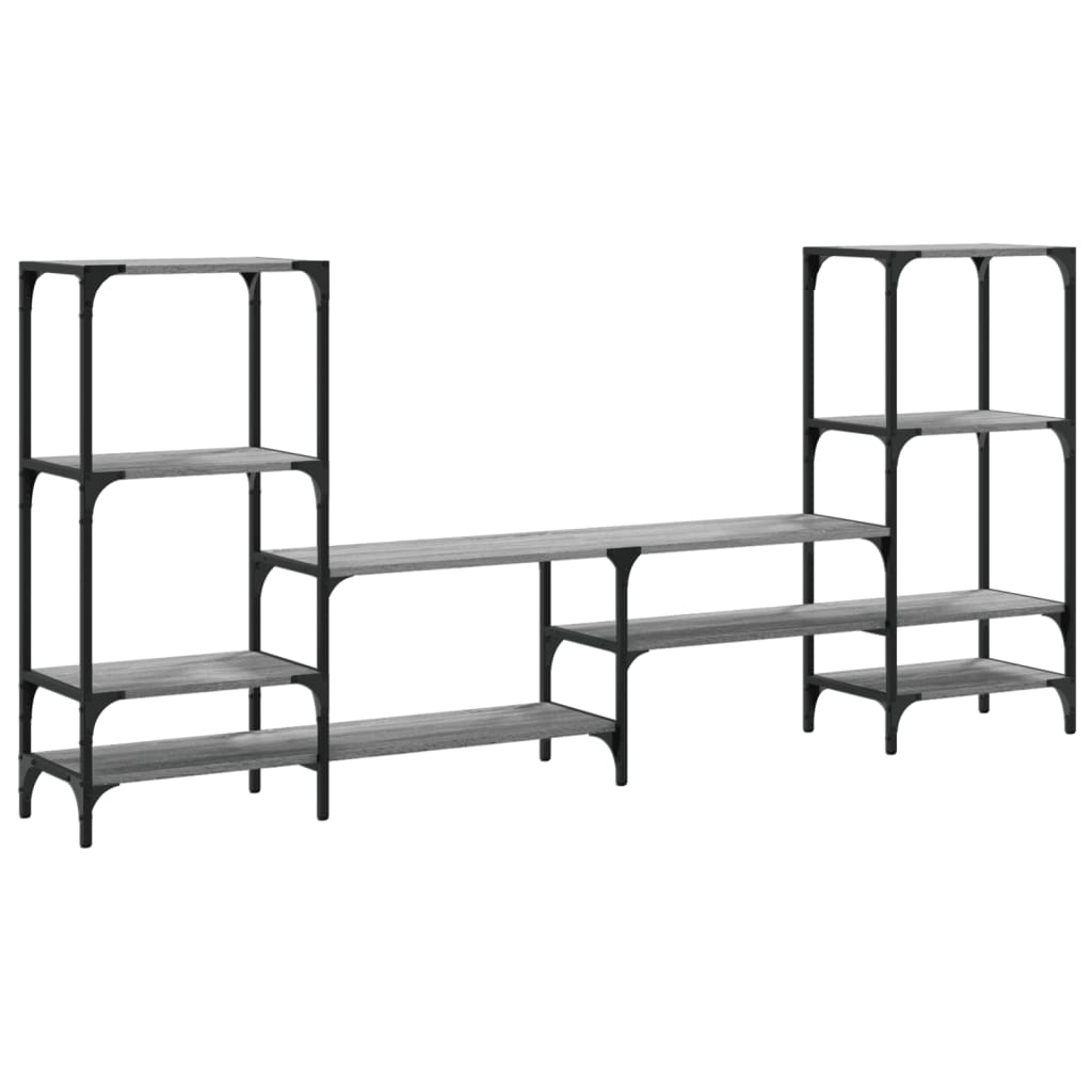 Industrial Wooden Wide TV Tele Stand Unit Cabinet With Open Storage Shelves Wood