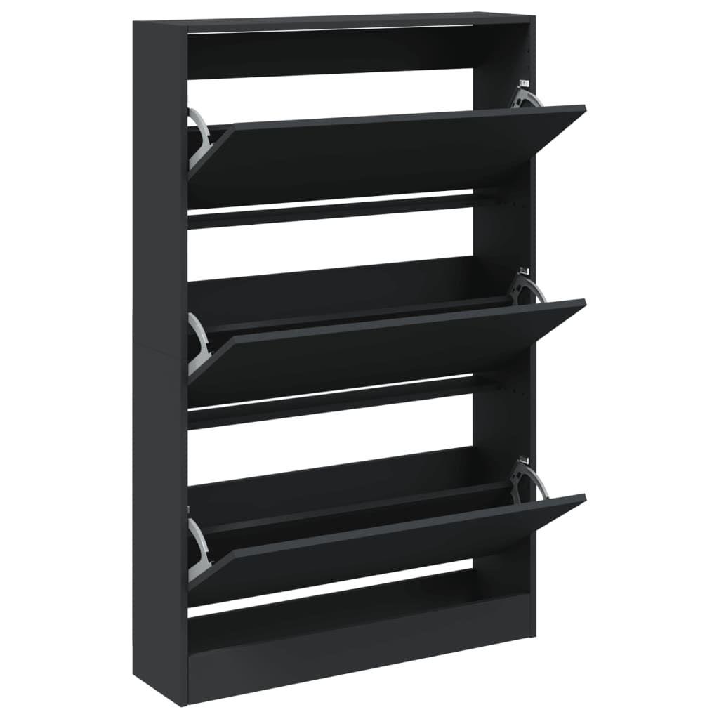 Shoe Cabinet Black 80x21x125.5 cm Engineered Wood