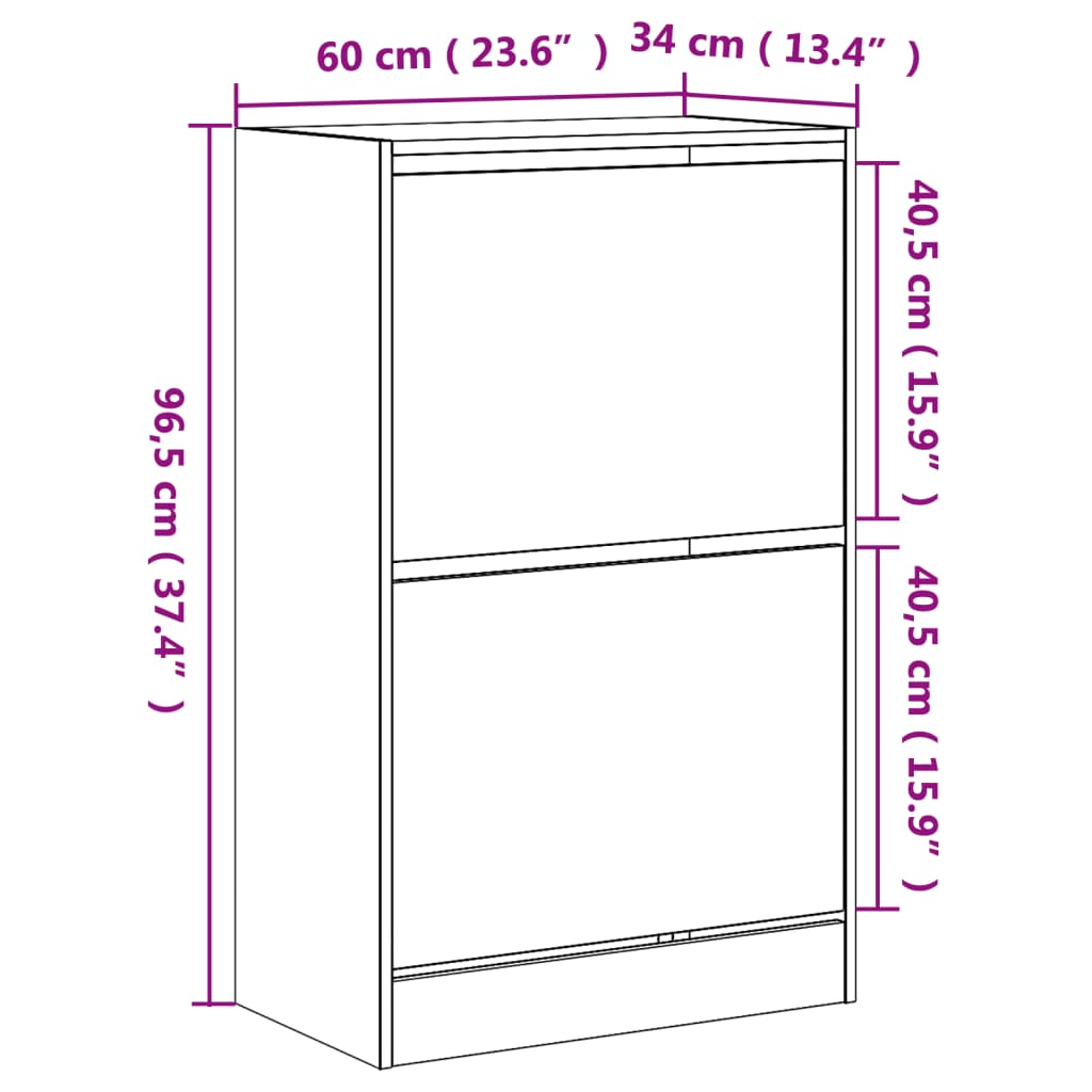 Shoe Cabinet Concrete Grey 60x34x96.5 cm Engineered Wood