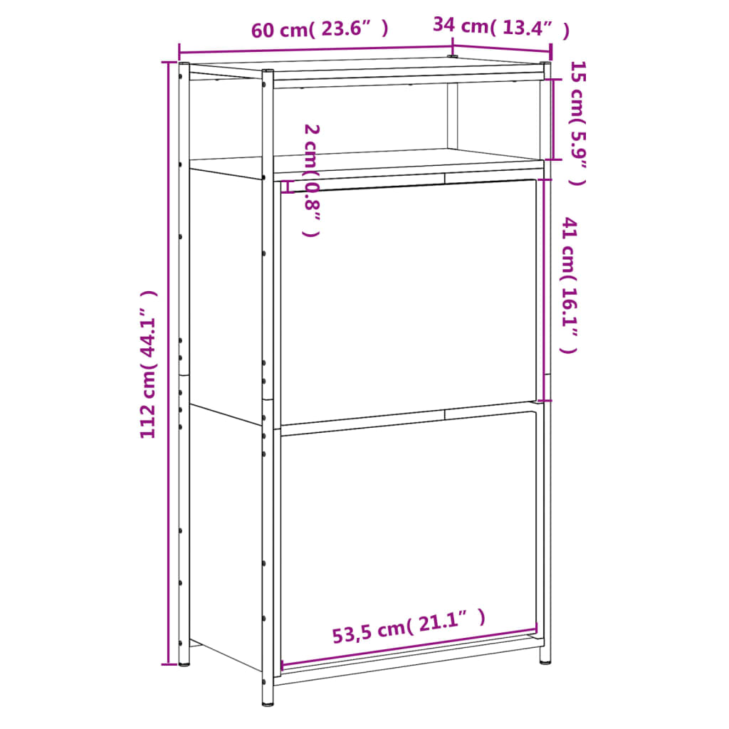 Shoe Cabinet Black 60x34x112 cm Engineered Wood