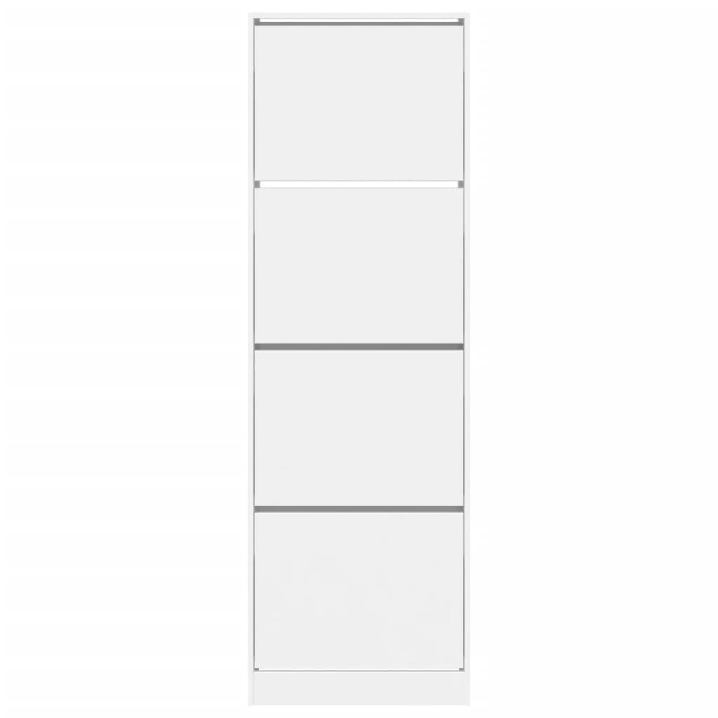 Shoe Cabinet with 4 Flip-Drawers White 60x34x187.5 cm