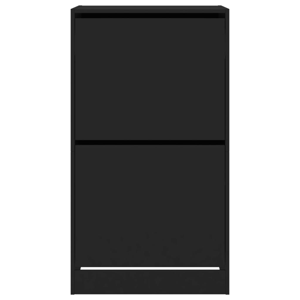 Shoe Cabinet with 2 Flip-Drawers Black 60x42x108 cm