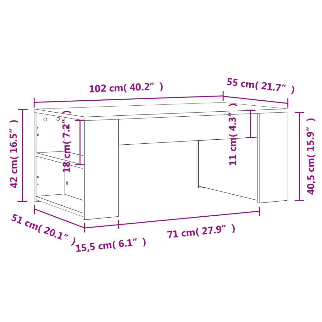 Modern Wooden Living Room Coffee Table With Open Storage Shelves Wood Tables