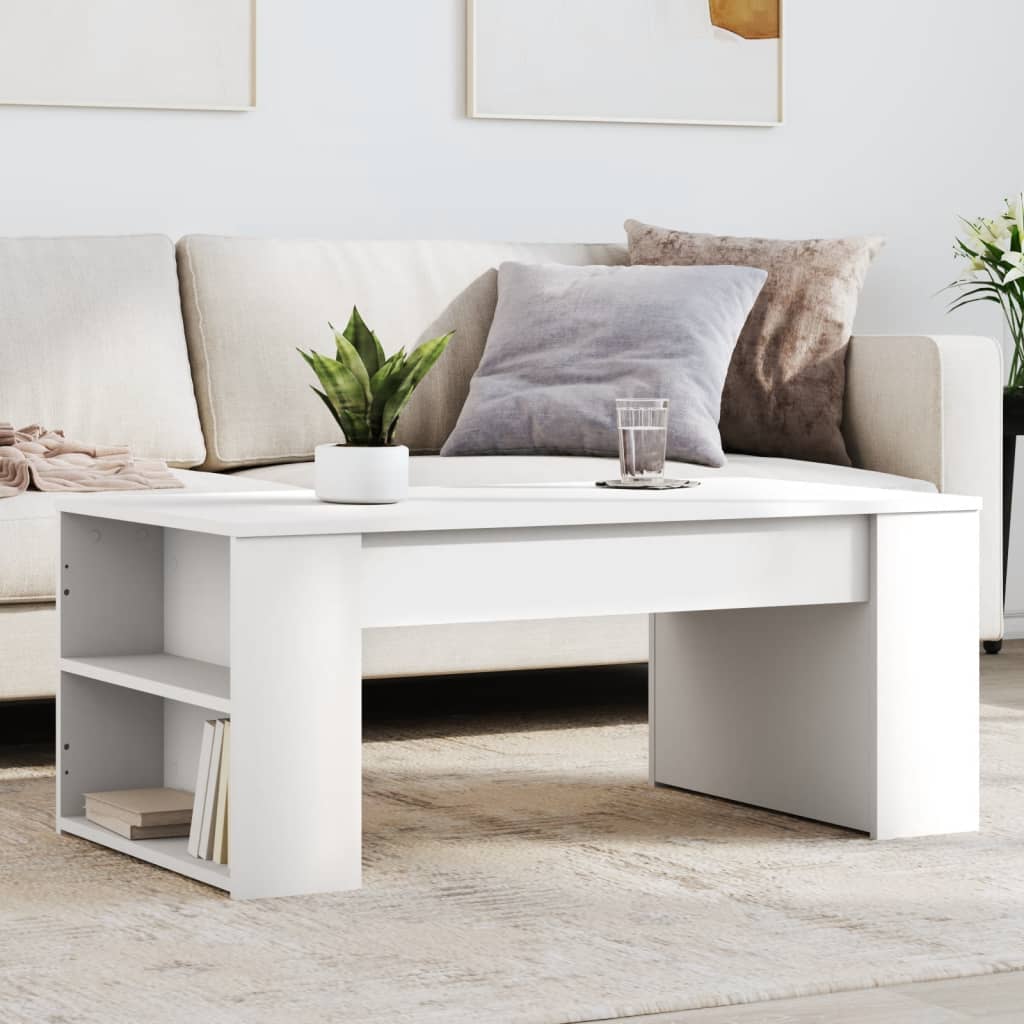 Modern Wooden Living Room Coffee Table With Open Storage Shelves Wood Tables