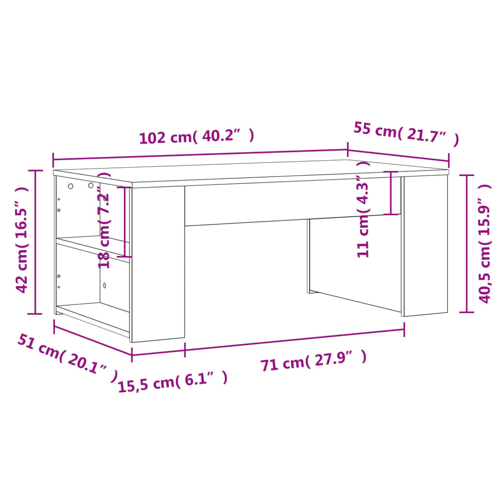 Modern Wooden Living Room Coffee Table With Open Storage Shelves Wood Tables