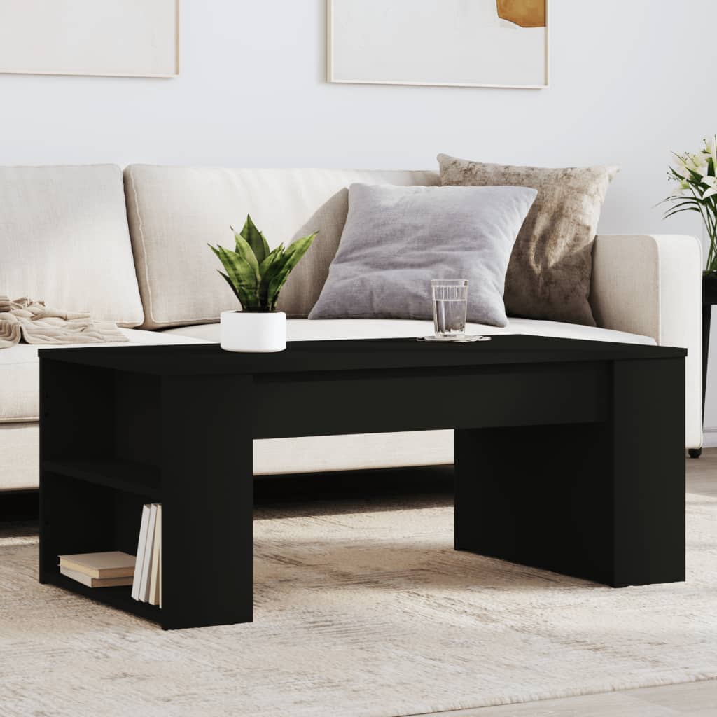 Modern Wooden Living Room Coffee Table With Open Storage Shelves Wood Tables