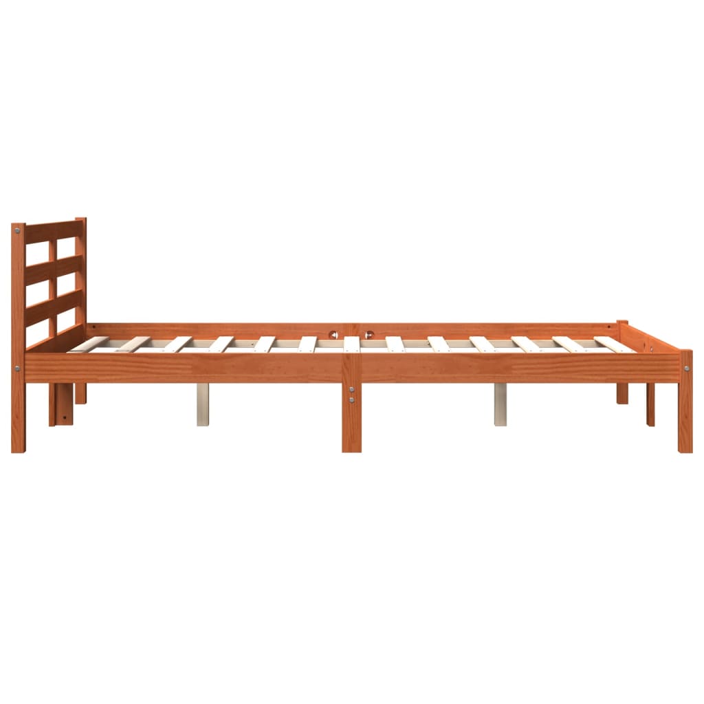 Bed Frame without Mattress Wax Brown 150x200 cm King Size Solid Wood Pine