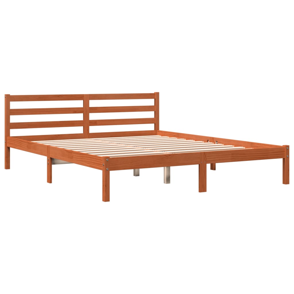 Bed Frame without Mattress Wax Brown 200x200 cm Solid Wood Pine