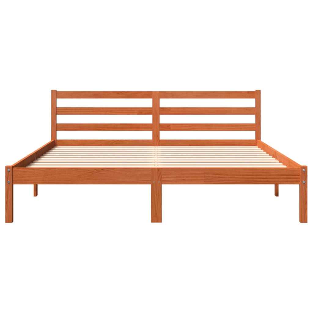 Bed Frame without Mattress Wax Brown 200x200 cm Solid Wood Pine