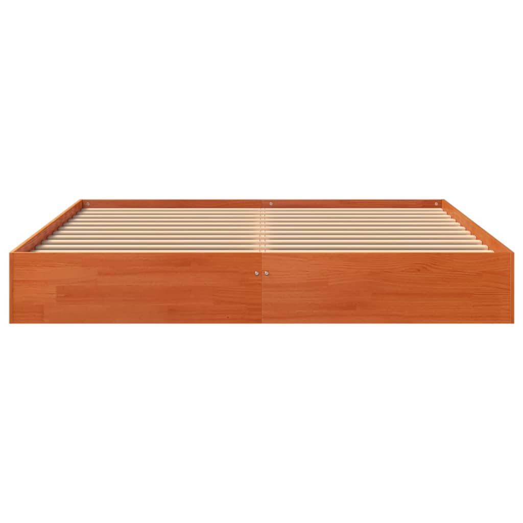 Bed Frame without Mattress Wax Brown 150x200 cm King Size Solid Wood Pine