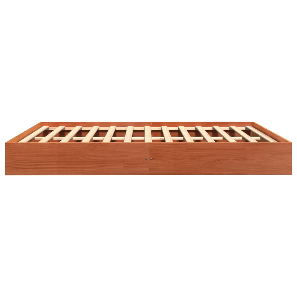 Bed Frame without Mattress Wax Brown 150x200 cm King Size Solid Wood Pine