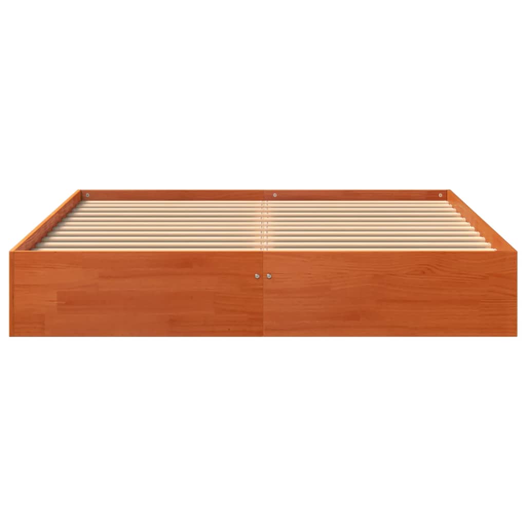 Bed Frame without Mattress Wax Brown 140x200 cm Solid Wood Pine