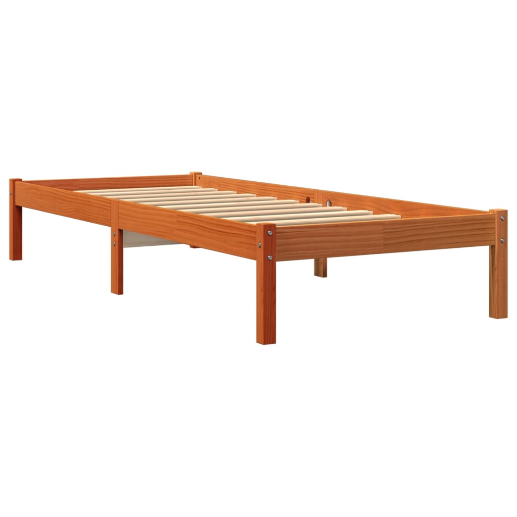 Bed Frame without Mattress Wax Brown 90x190 cm Single Solid Wood Pine