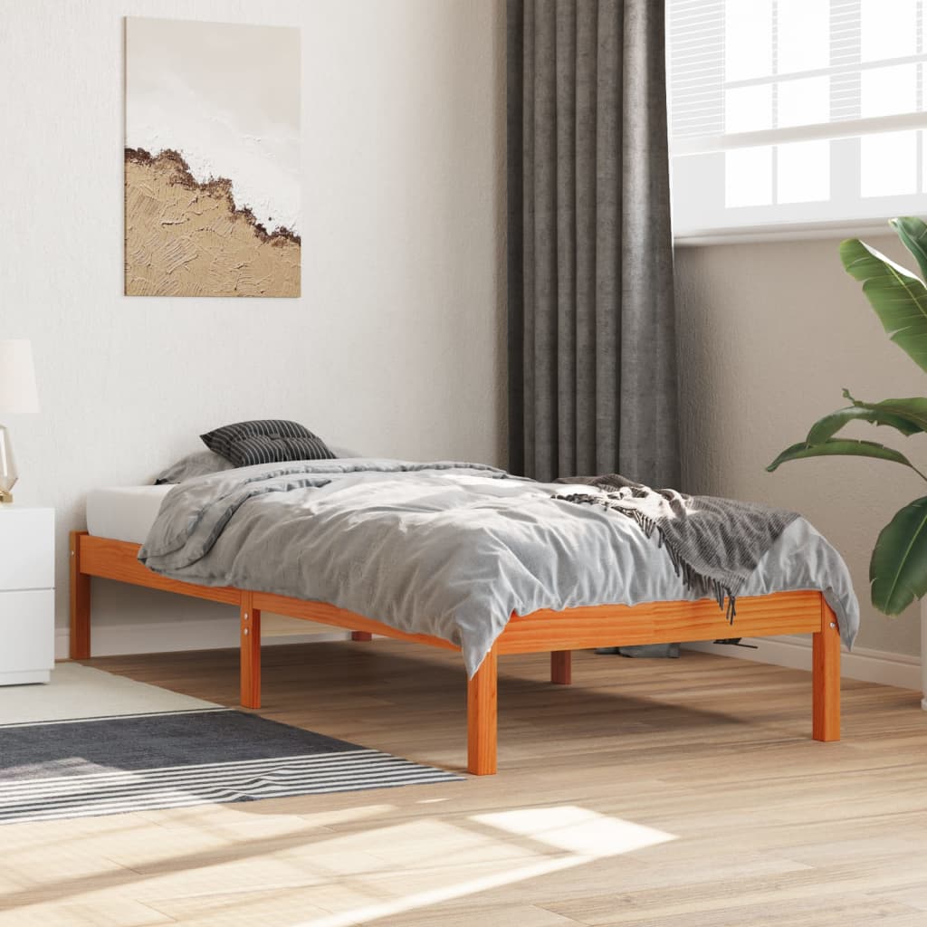 Bed Frame without Mattress Wax Brown 90x190 cm Single Solid Wood Pine