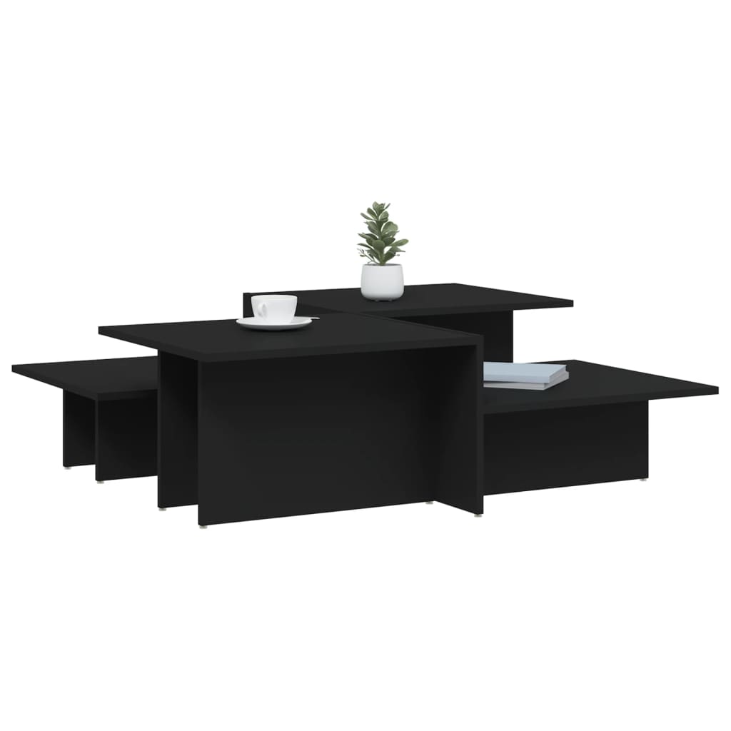 Modern Wooden 2pcs Living Room Coffee Table Set Lounge Side Tables Wood