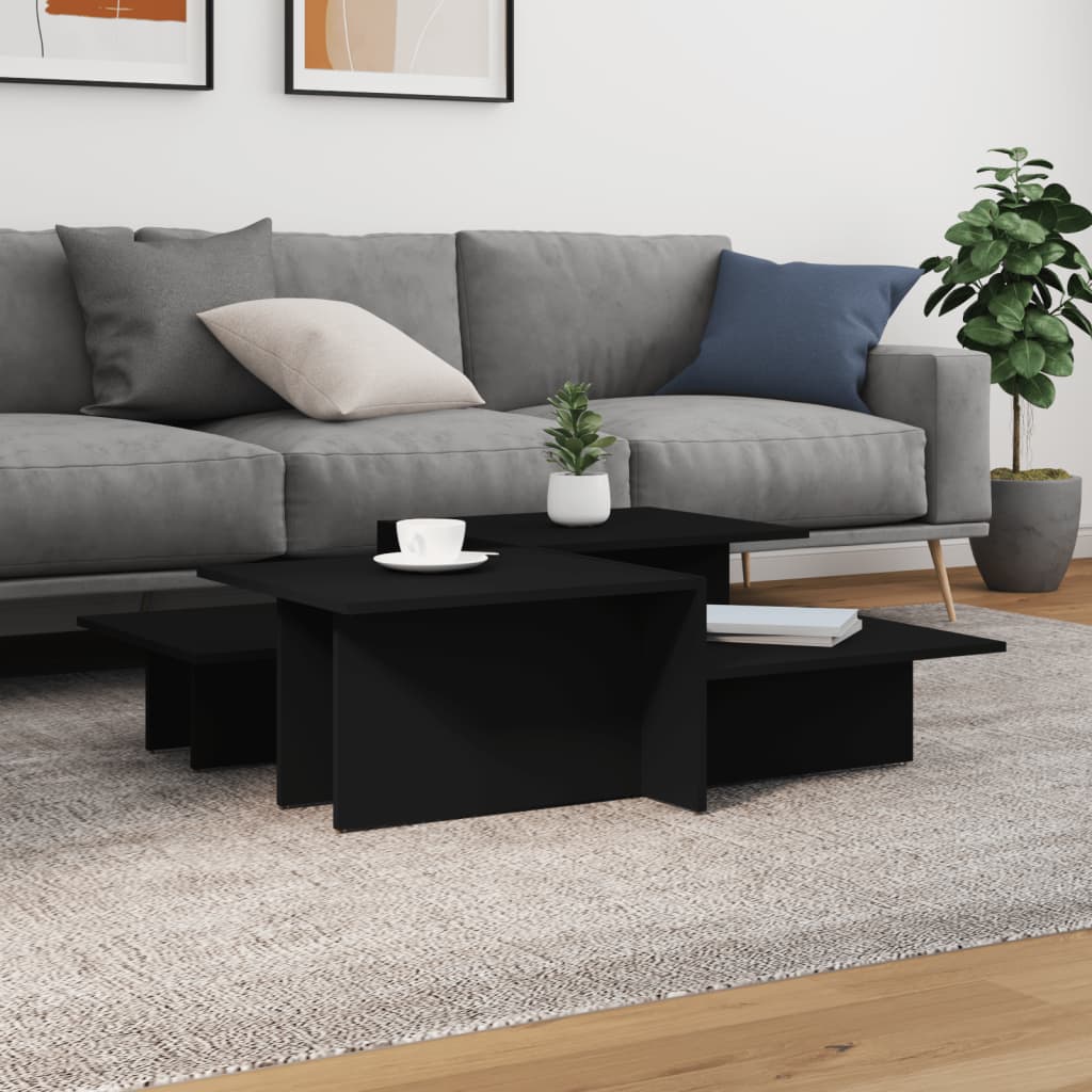 Modern Wooden 2pcs Living Room Coffee Table Set Lounge Side Tables Wood