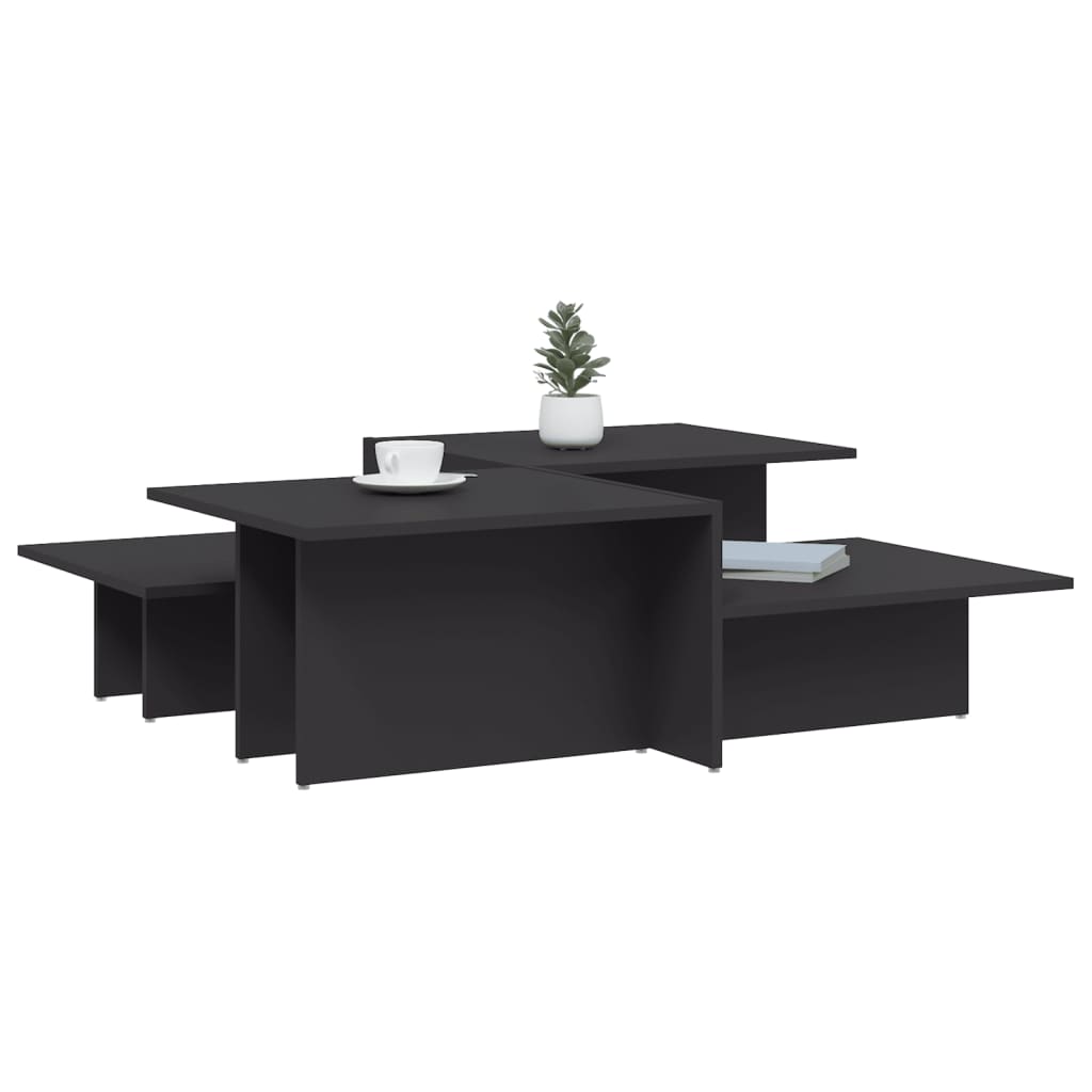 Modern Wooden 2pcs Living Room Coffee Table Set Lounge Side Tables Wood
