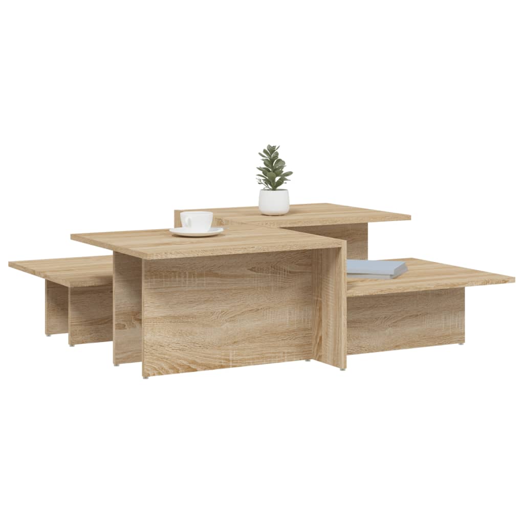 Modern Wooden 2pcs Living Room Coffee Table Set Lounge Side Tables Wood