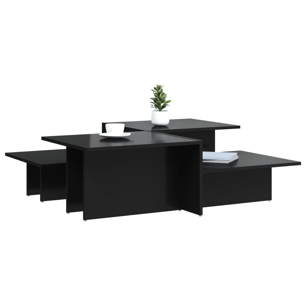 Modern Wooden 2pcs Living Room Coffee Table Set Lounge Side Tables Wood