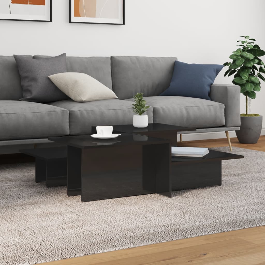 Modern Wooden 2pcs Living Room Coffee Table Set Lounge Side Tables Wood