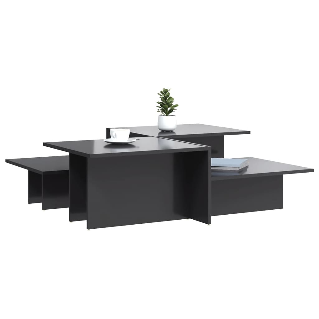 Modern Wooden 2pcs Living Room Coffee Table Set Lounge Side Tables Wood
