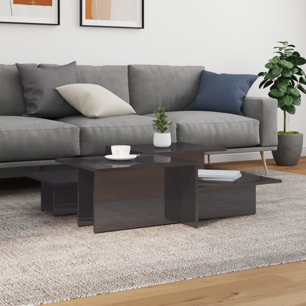 Modern Wooden 2pcs Living Room Coffee Table Set Lounge Side Tables Wood