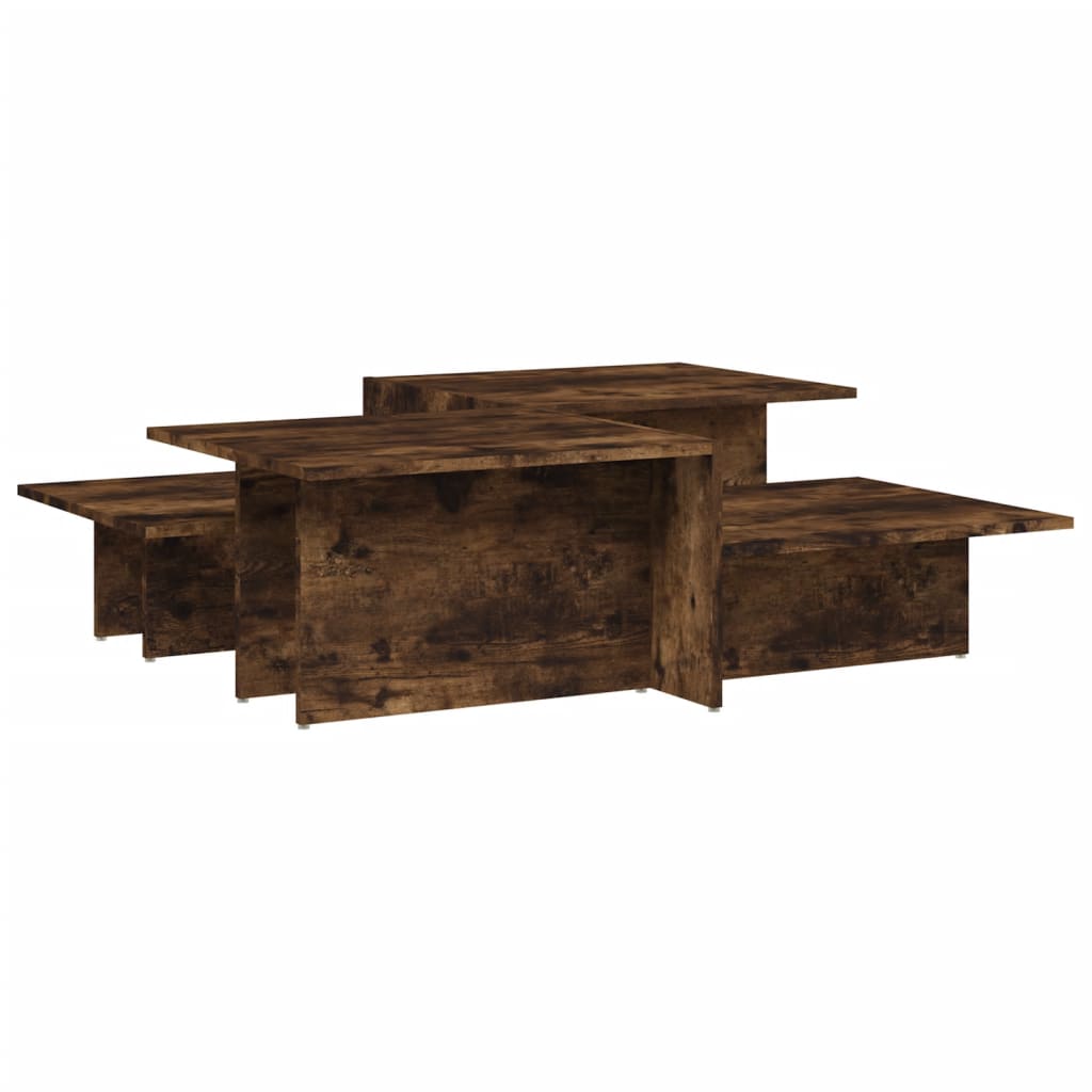 Modern Wooden 2pcs Living Room Coffee Table Set Lounge Side Tables Wood