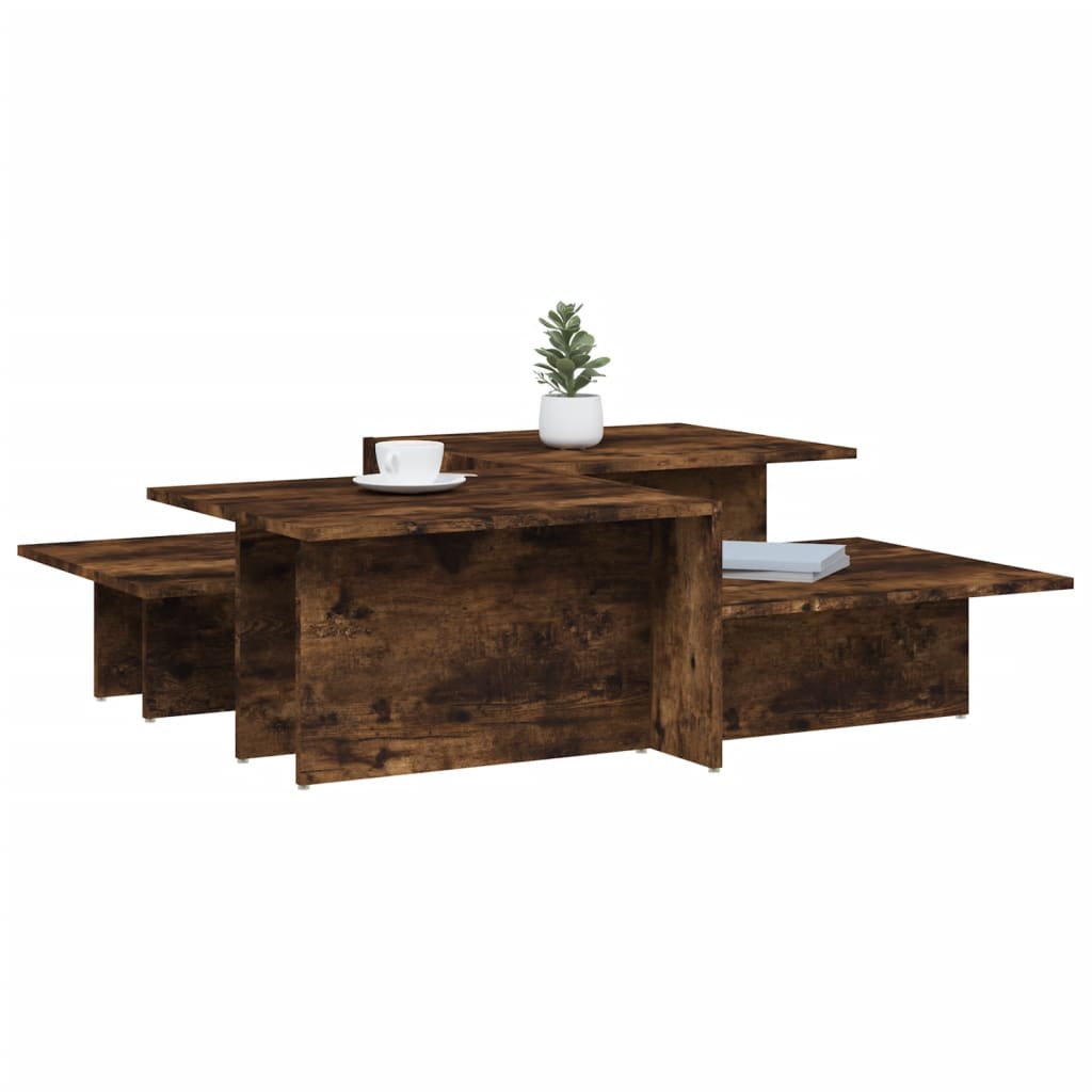 Modern Wooden 2pcs Living Room Coffee Table Set Lounge Side Tables Wood